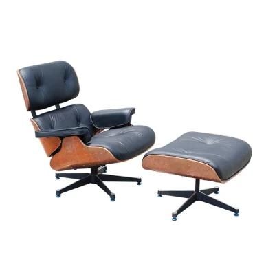 Modern Designer Furniture Leather Walnut Lounge Chair with Copper Cover