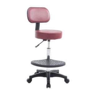 Drafting Barber Stool with Back Cushion Foot Pallet Chair Red