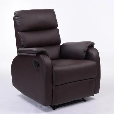 Relax Leisur Armchair Faux Brown PU Leather Living Room Manual Recliner Chair Sofa