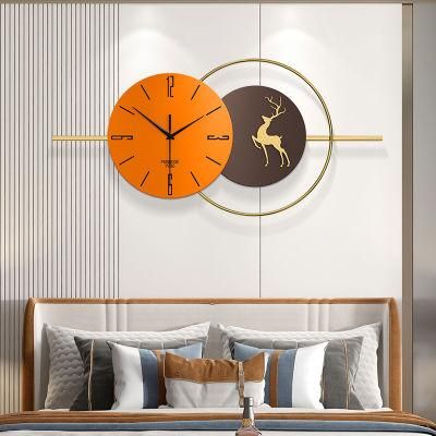 Metal Pendulum Clock Modern Light Luxury Wall Clock with Brass Scale Color MDF Clock Face