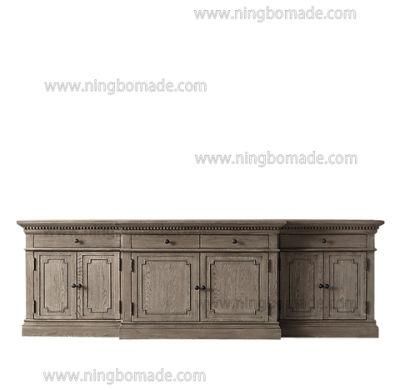 Architectural Classicism Timeless Collection Antqiue Grey Oak 4 Drawers 6 Doors TV Stand