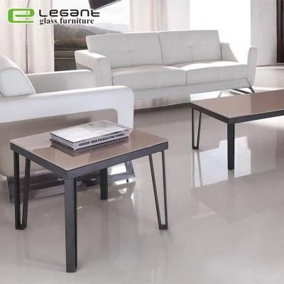 Modern Top Swtainless Steel Legs Polished Rectangular Glass Coffee Table