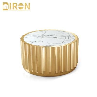 China Wholesale Modern Home Living Room Furniture Golden Stainless Steel Coffee Table