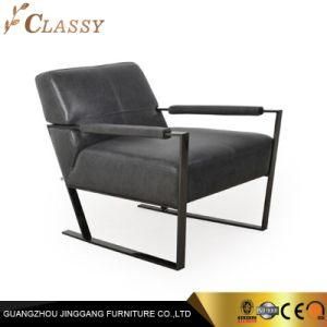 Italian Luxury Leather Armchair with Stainless Steel Frame