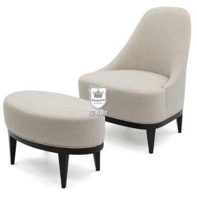 Stylish Hotel Sofa Chair with Oval Footstool