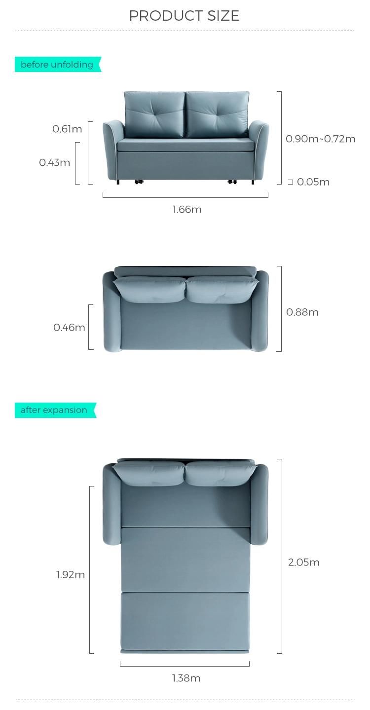 Linsy Blue Extension 2 Seater Sleeping Sofa Beds G013