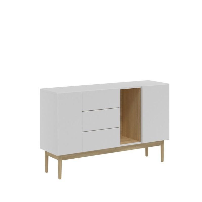 Modern Office White Brown Wooden TV Stand with Heavy Feet