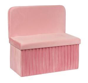 Knobby New Design Velvet Folding Storage Bench Ottoman with Backrest
