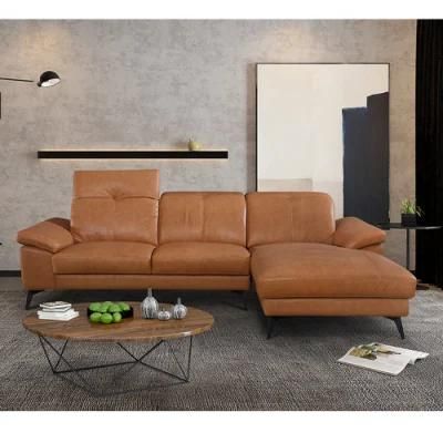 Sunlink High End Top Grain Leather Sleeper Corner Wooden Frame Living Room Furniture Sofa