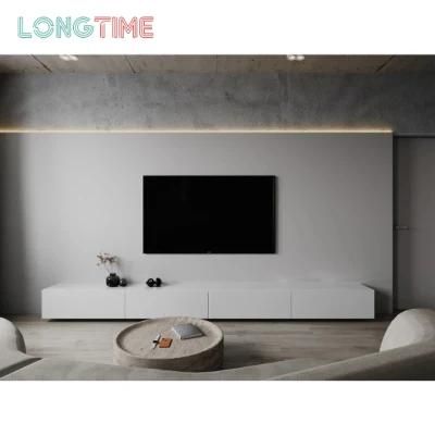 Modern Living Room Trendy White Wooden TV Stand Cabinet