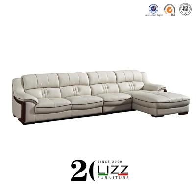 Traditional Sitting Room Furniture Italian Leather L-Shape Sofa Set