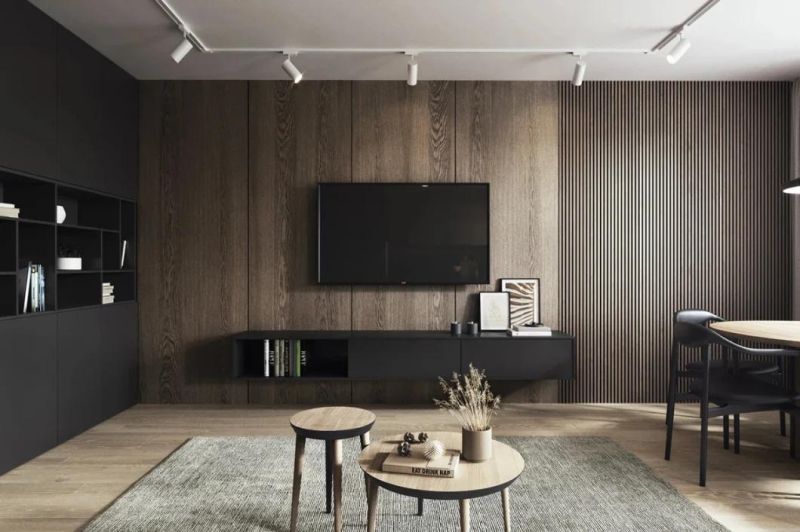 Customized Classic Wall Installation Black TV Cabinets