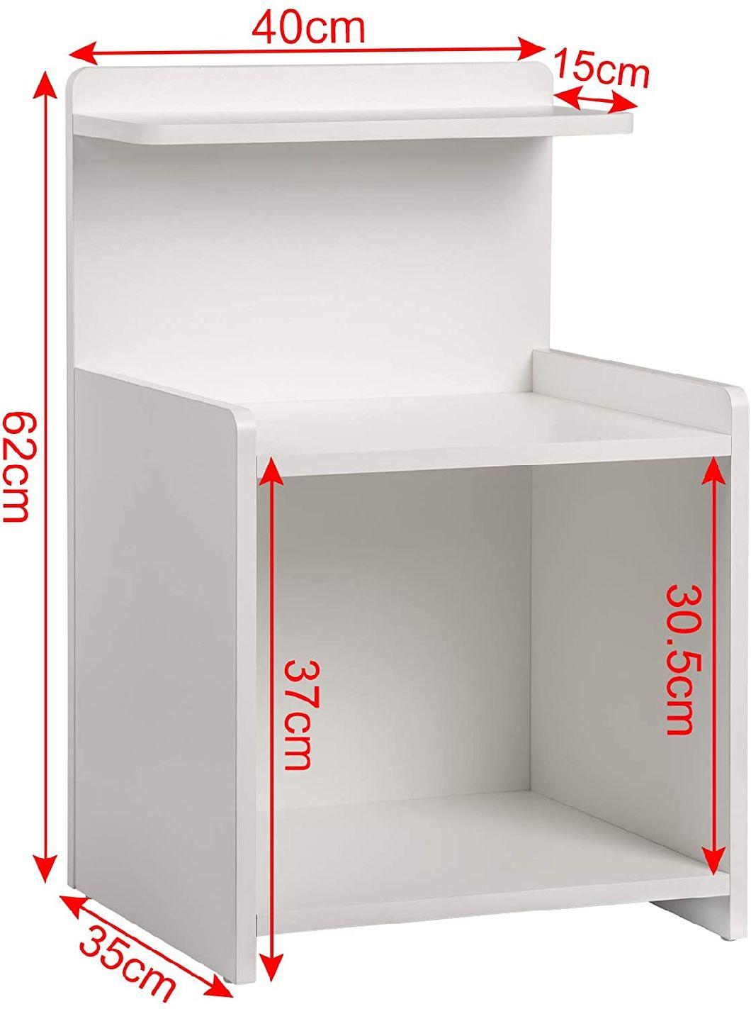 Open Nightstand Two Floors to Receive White Particleboard