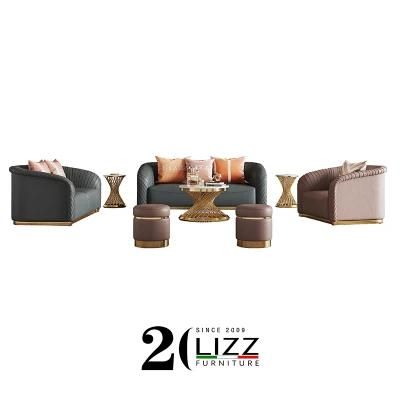 UAE Latest Royal Sectional Corner Leisure Living Room Fabric / Genuine Leather Furniture Sofa