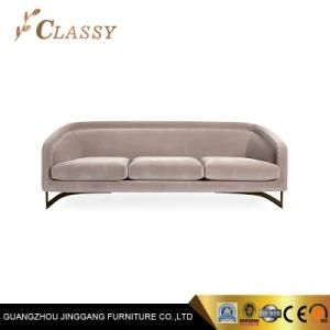 Velvet Fabric Pink Living Room Sofa in Golden Metal Frame in Luxury Style