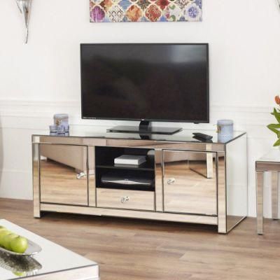 Venetian Mirrored Crystal Mirrored TV Unit New Design Glass TV Table