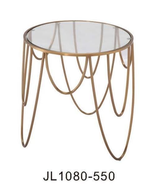 Design Wedding Furniture Round Glass Top Stainless Steel Center Table Coffee