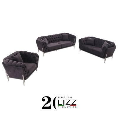 American Modern Living Room Furniture Set Velvet Fabric Sofa Couch Set