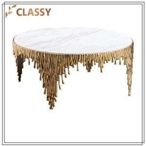Top Marble Golden Stainless Steel Frame Furniture Coffee End Table