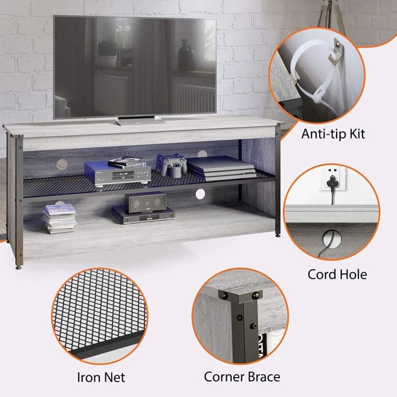 Modern Light Gray Gaming TV Stand TV Cabinet TV Console for Living Room