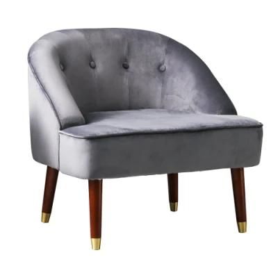 Modern Nordic Home Furniture Single Seat Wooden Leg Medium Back Apartment Living Room Armchair