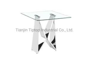 Stainless Steel Corner End Table with Tempered Glass Top End Table Hot Sale End Table