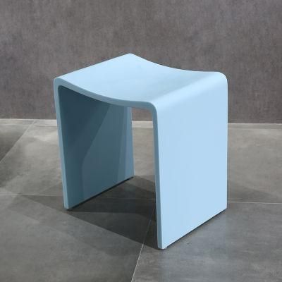 Blue Solid Surface Simple Design Solid Surface Bathroom White Shower Stool