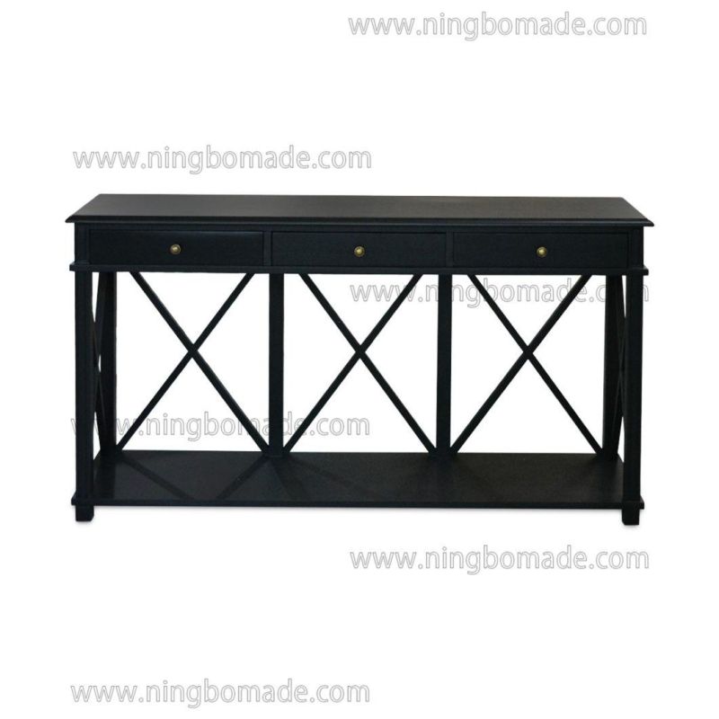 American Style Antique Concise Furniture Villa White/Black/Natural/Brown Console Table with Cross Back