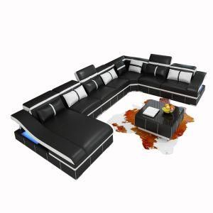 New Design Modern Small Genuine Leather U Shape Sofa Furniture