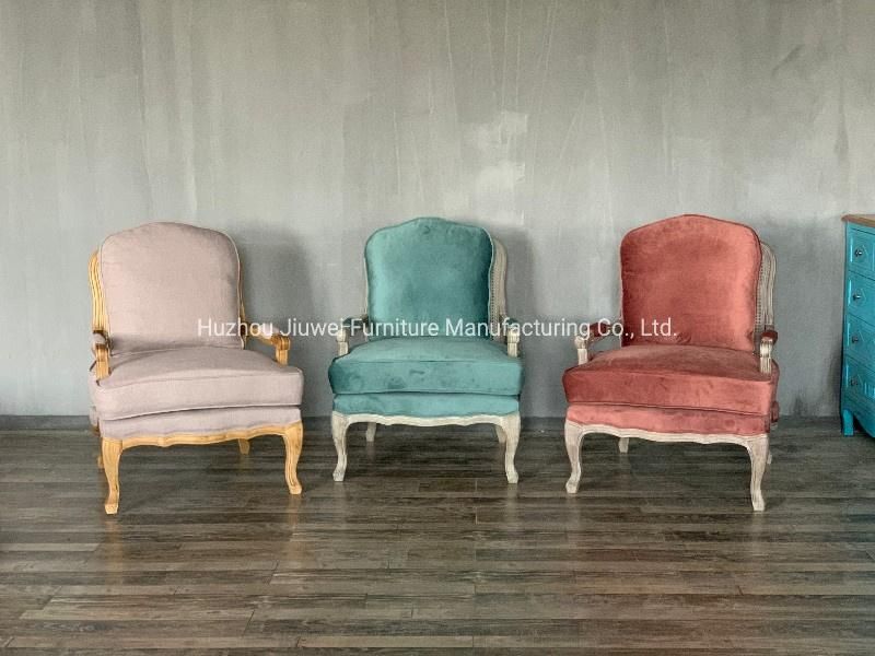 Best Selling French Provincial Natural Oak Wood Cane Wicker Rattan Back Home Furniture Arm Chairs