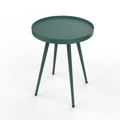 Light Luxury Nordic Round Side Coffee Table Made of Metal MDF Wood Glass Material