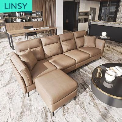 Hot Wood Down Corner Sectional L Shape Furniture Genuine Leather Sofa Rap1K