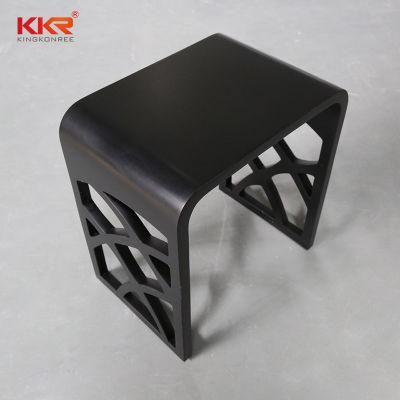 Luxury Black Solid Surface Resin Stone Washroom Shower Stool