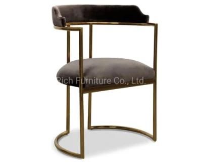 New Nordic Velvet Dining Chair Accent Chair Dark Grey Fabric Tub Chair Leisure for Events