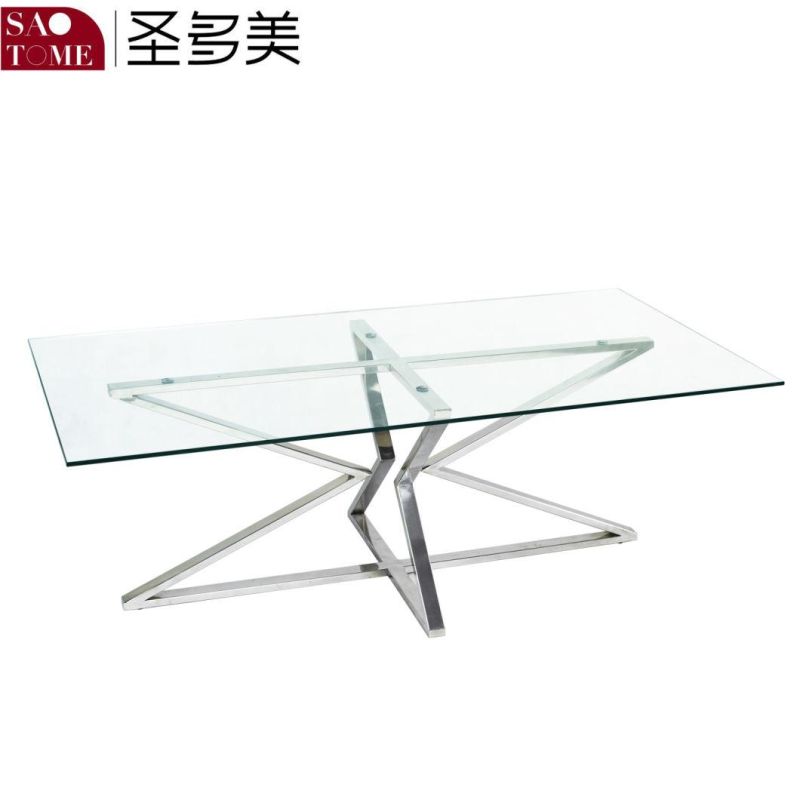 Living Room Furniture Transparent Glass MDF Base Coffee Table