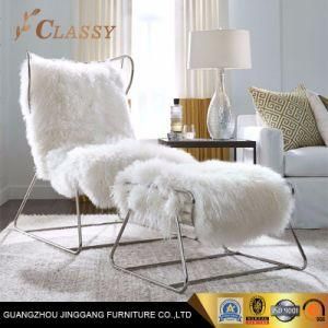 Gold Metal Frame Leisure Chair Wool Cushion Bedroom Furniture