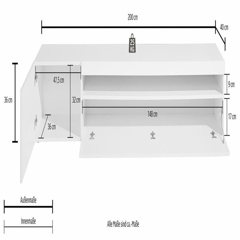 Chinese Factory Chinese Design Cuboid White Wood TV Stand with Lights