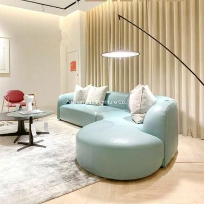 Hotel Furniture Blue Fabric Curved Sofa Velvet Living Room Sofa