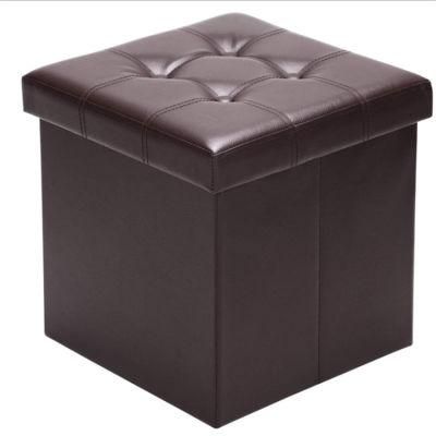 Selles De Stockage De Pliage Multifunctional Folding Storage Stool Leather Upholstered Home Furniture Fold Box Chair Footstool