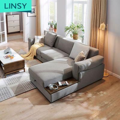Linsy Modern American Style Grey L Shaped Living Room Fabric Sofa 995