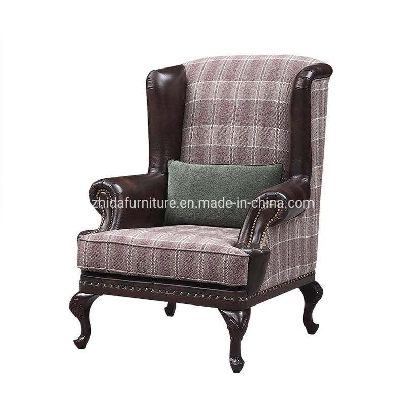 American Style Leather Cover Fabric Living Room Chair Bedroom Hotel Chair