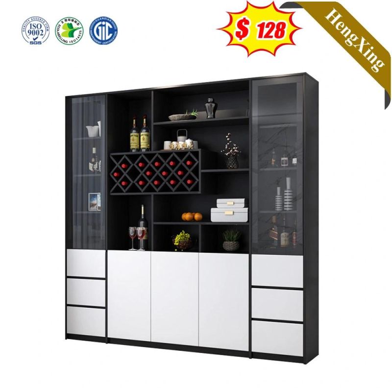 Black and White Classic Home Furniture Living Room Cabinets Wooden Wine Storage Cabinet with Racking