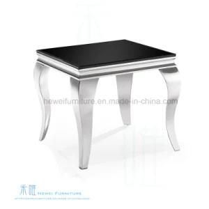 Square Tempered Glass Coffee Table with Stainless Steel (HW-780-3T)
