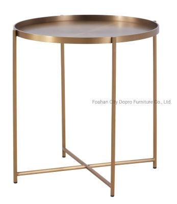 Minimalist Design Stainless Steel Brushed Titanium Gold Side Table Fb05