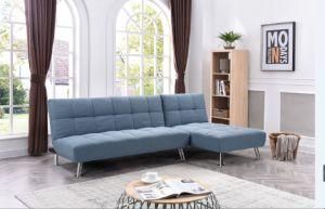 blue Floor Metal Double Sofa Bed