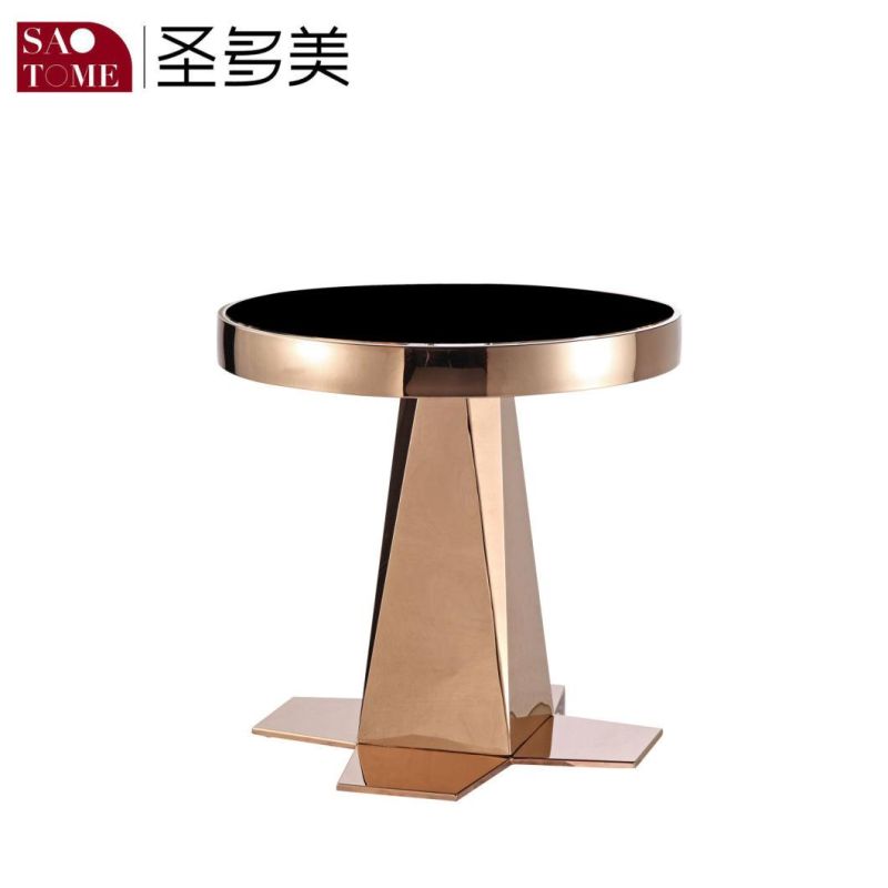 Round Base and Black Round Glass Side Table