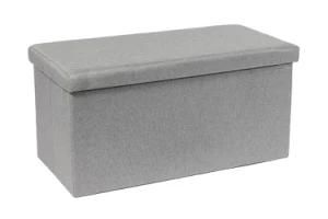Knobby Linen Foldable Storage Ottoman Bench Seat for Living Room