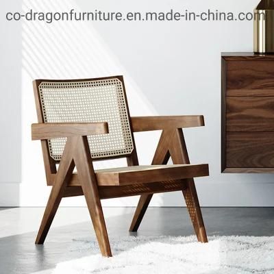 Fashion Wooden Rattan Leisure Chair with Arm for Home Furniture
