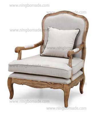 Antique French Vintage Furniture Nature Ash and Linen Single Sofa