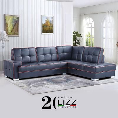 L Shape Modern Leather Sofa with Stainiless Steel Legs